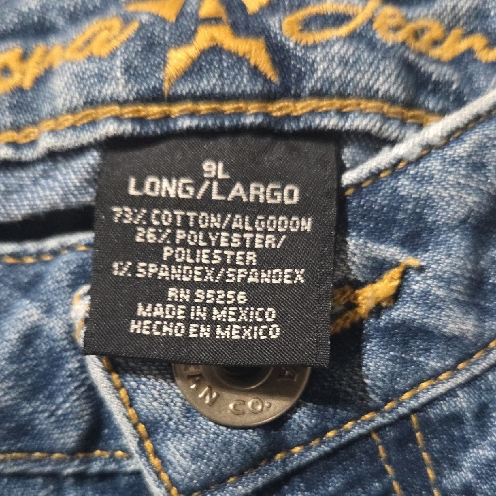 Arizona Jean Company Blue Denim Flare Jeans with Floral Patchwork - Picture 16 of 16